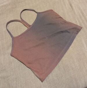 Beyond Yoga Pink/Purple Spacedye Racerback Strapped Cropped Tank